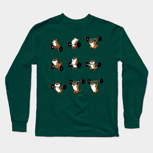 OLYMPIC LIFTING Shiba Inu Long Sleeve T-Shirt by huebucket